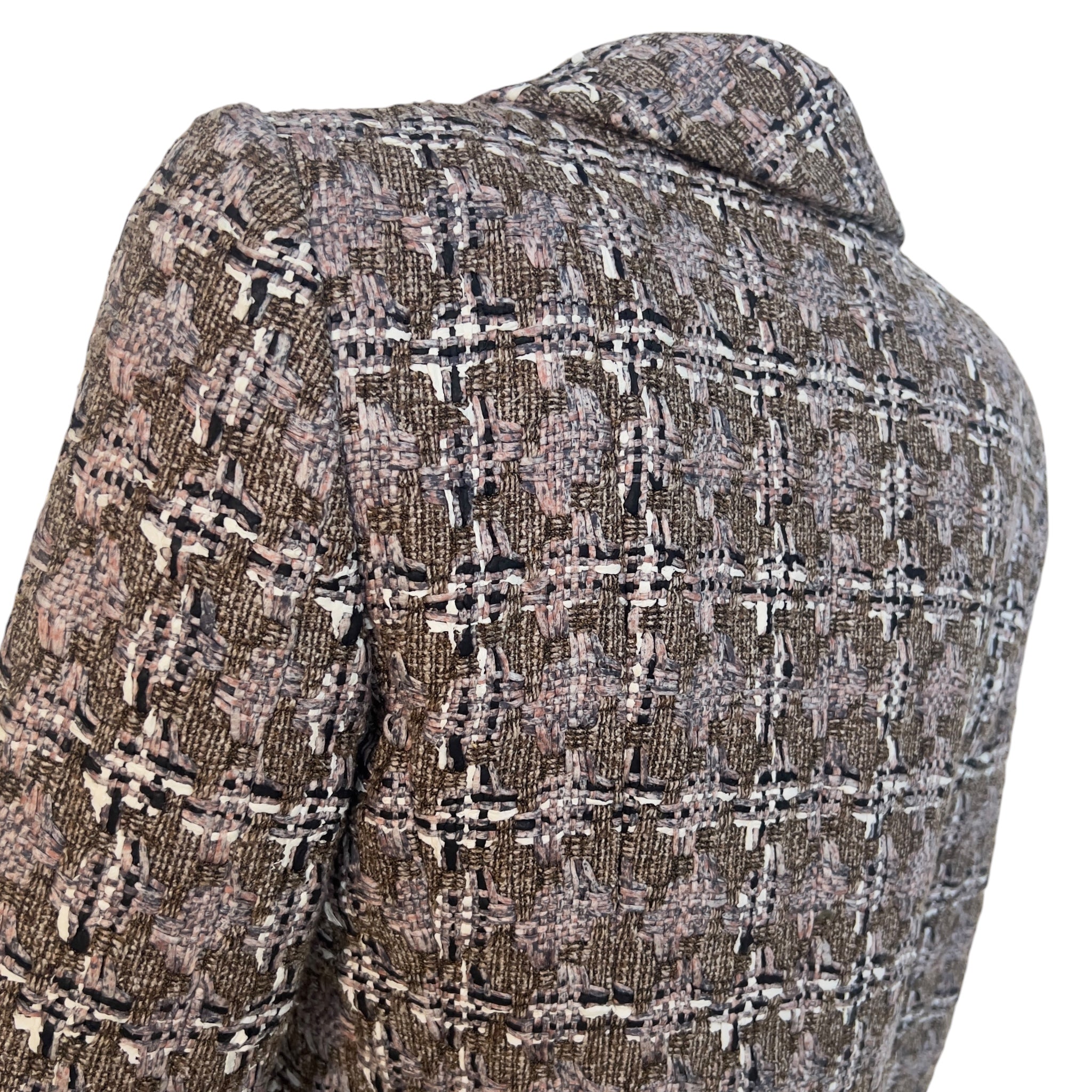 Chanel S/S 2003 Beige Boucle Classic Tweed Cropped Zip-Front Jacket, slight side back side