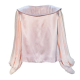 Galanos Early 1980's Pink Silk Three Piece Skirt Suit Evening Ensemble, blouse back