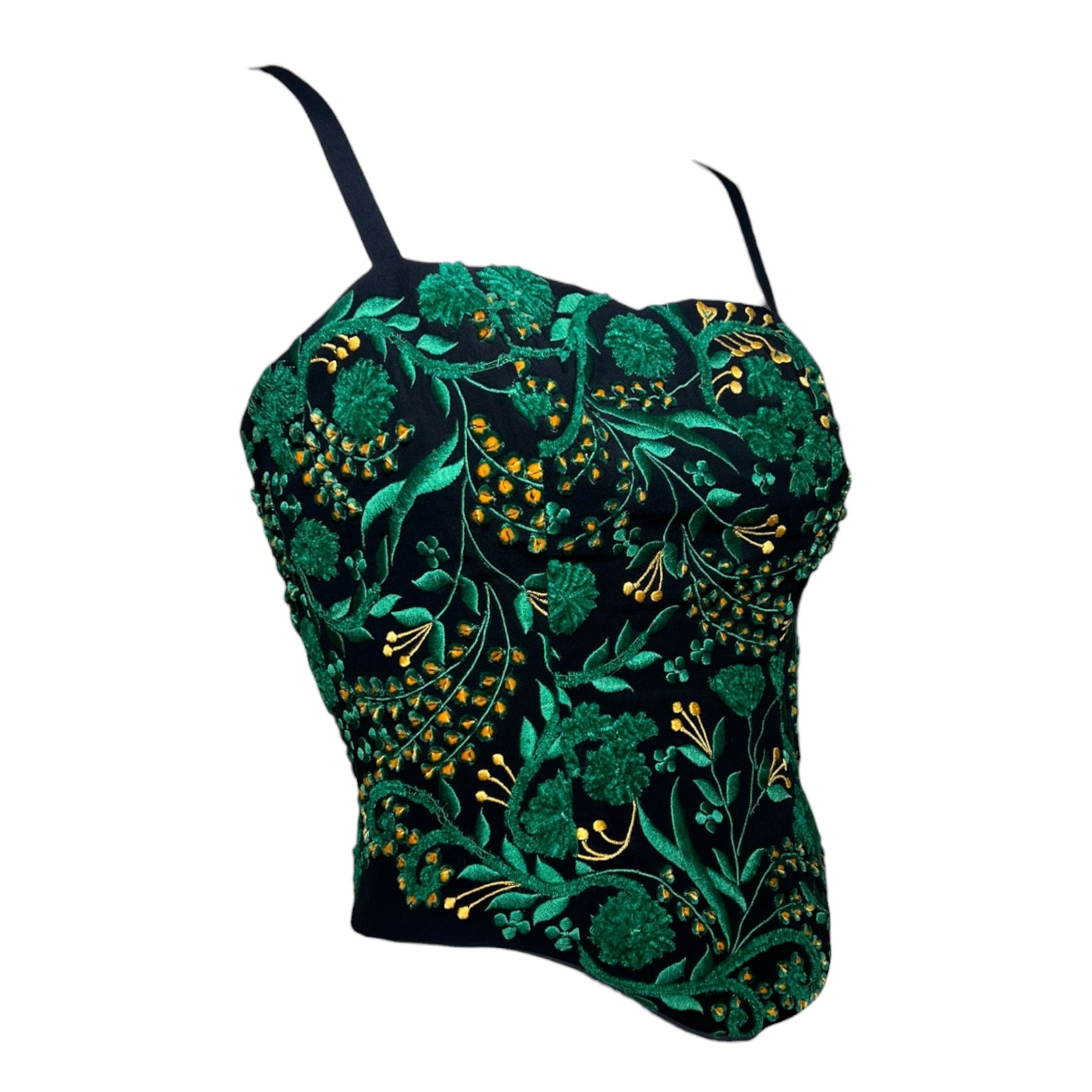 Fe Zandi 1990s 3D Embroidered Floral Corset Camisole, slight side 