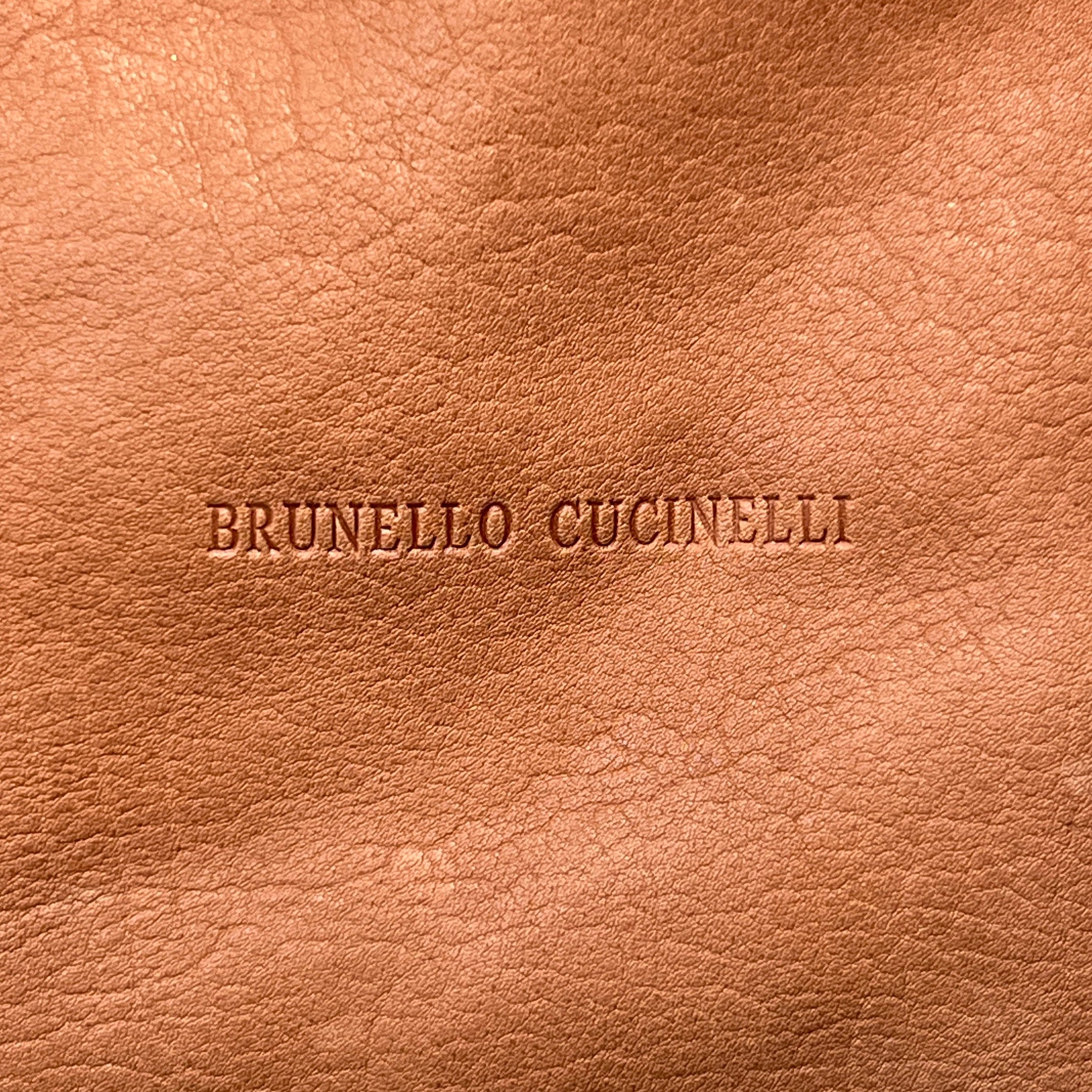 Brunello Cucinelli Walnut Leather Messenger Bag, designer