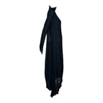 Issey Miyake 90's/Y2K  Black Sheer Herringbone Diagonal Pleated Tunic Dress, side 2