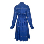 Alaïa Navy Blue Poplin Chevron Eyelet Shirt Dress, back