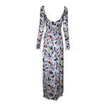 Paco Rabanne 2020s Pintucked Romantic Floral Jersey Maxi Dress, back