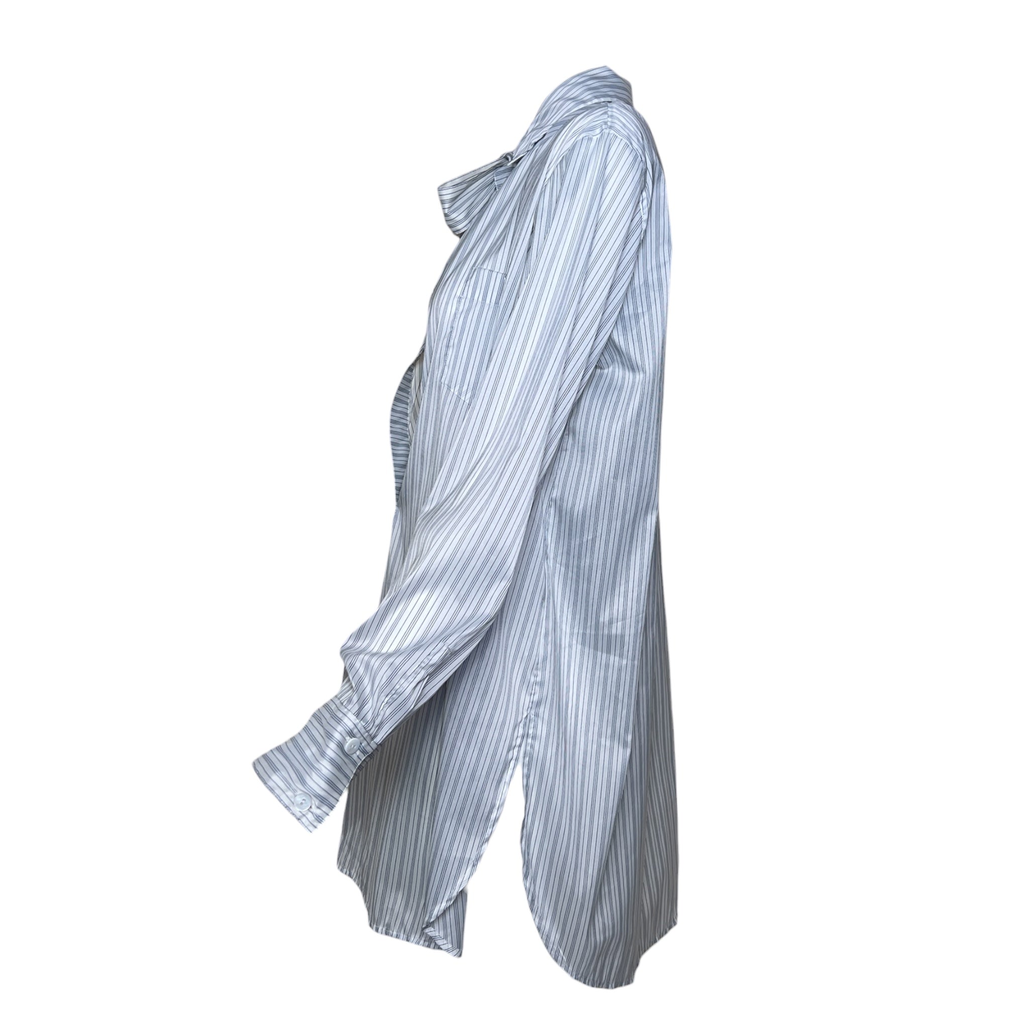 Chloé White and Navy Stripped dress Shirt with Bow Tie, side