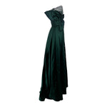 Balestra Roma Couture 1980's Emerald Green Satin and Rhinestone Strapless Gown, side 3