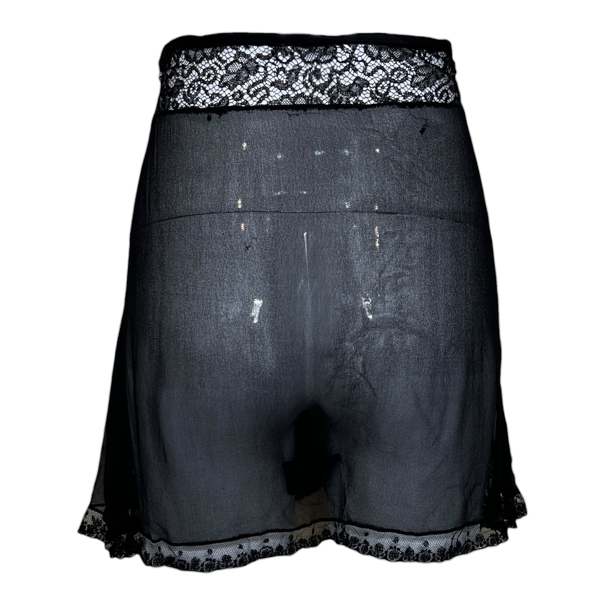 1930's Black Silk and Lace Sexy Lingerie Tap Shorts, back