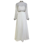 Victoria Royal 1970s White Beaded Fit and Flare Dress