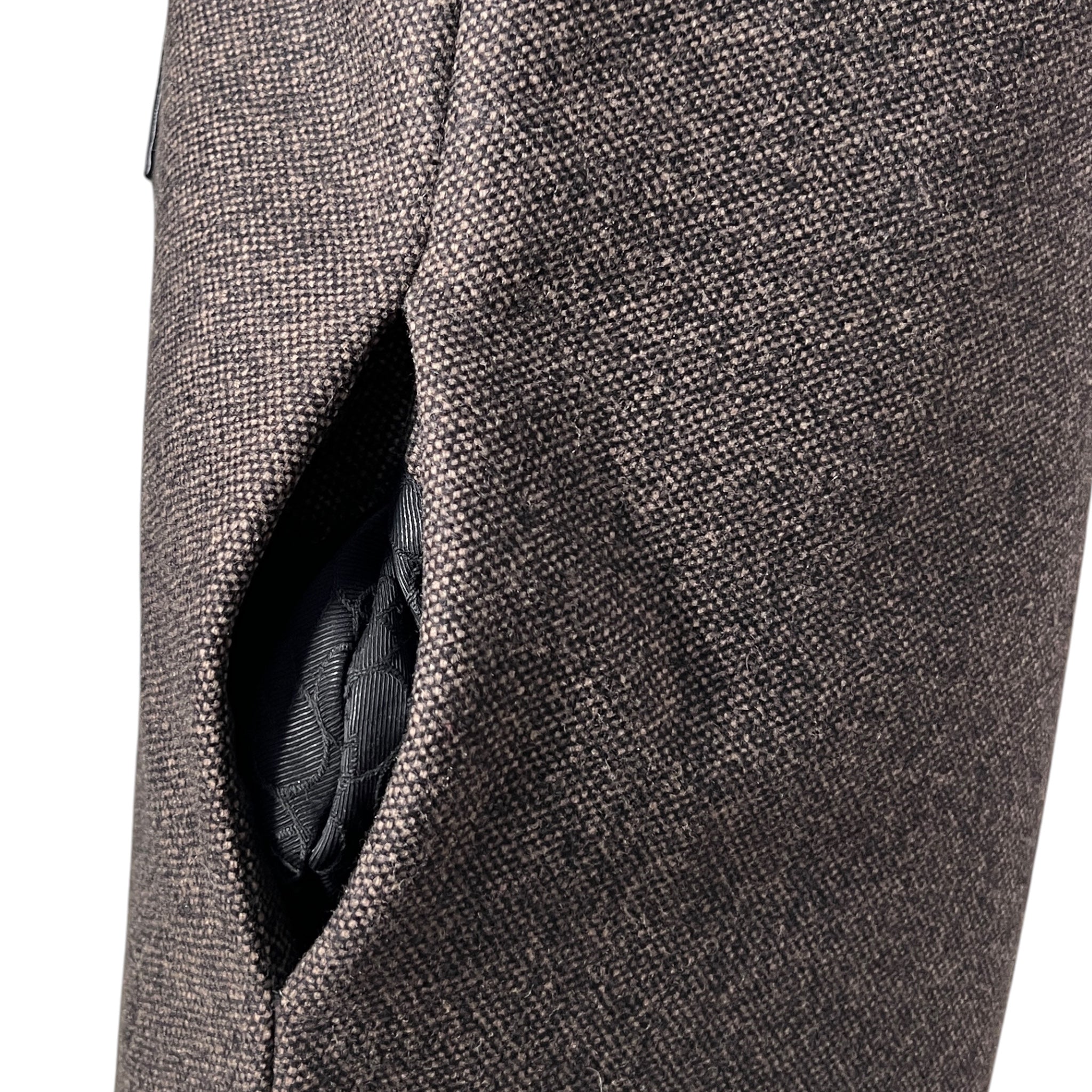 Gucci F/W 2007 Brown Tweed, Leather and Corduroy Shift Dress, pocket