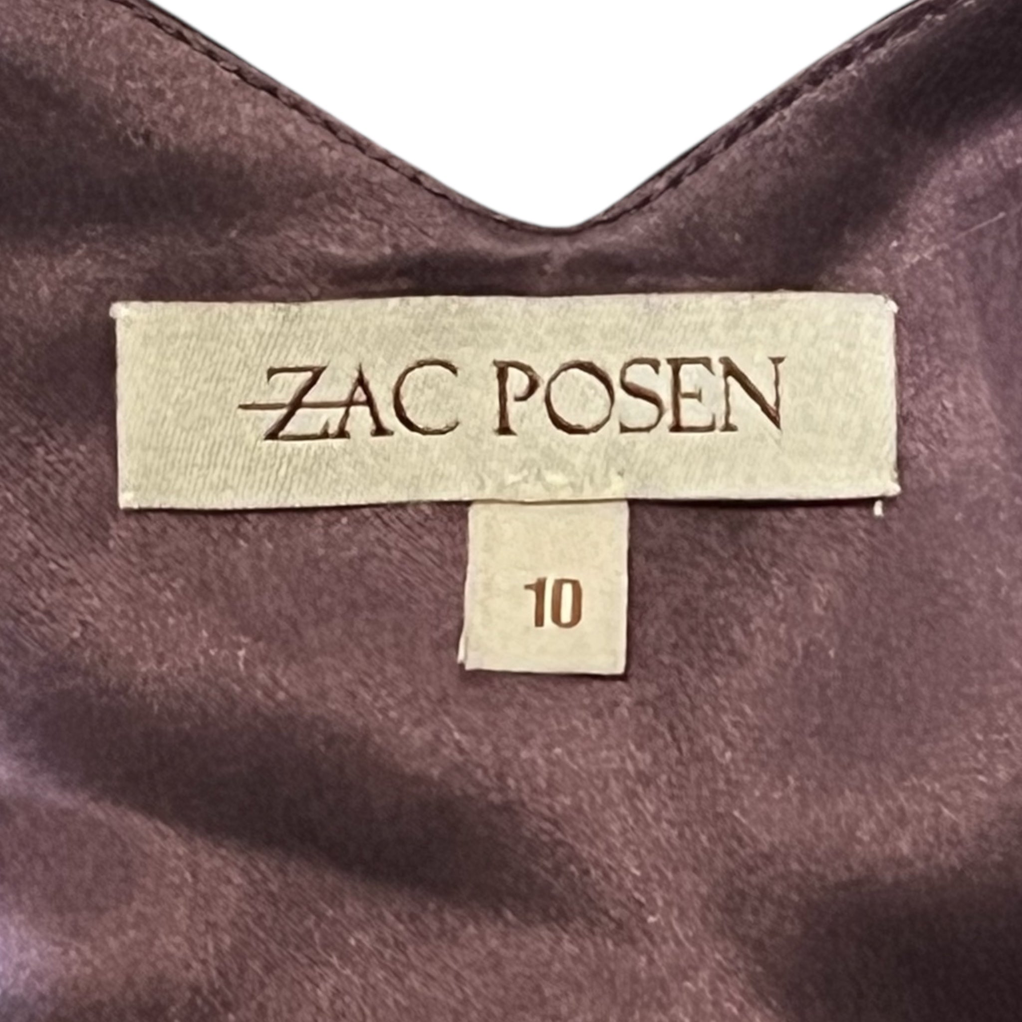 Zac Posen F/W 2005 Plum Silk Satin Tiered Gown w/Flounce, label
