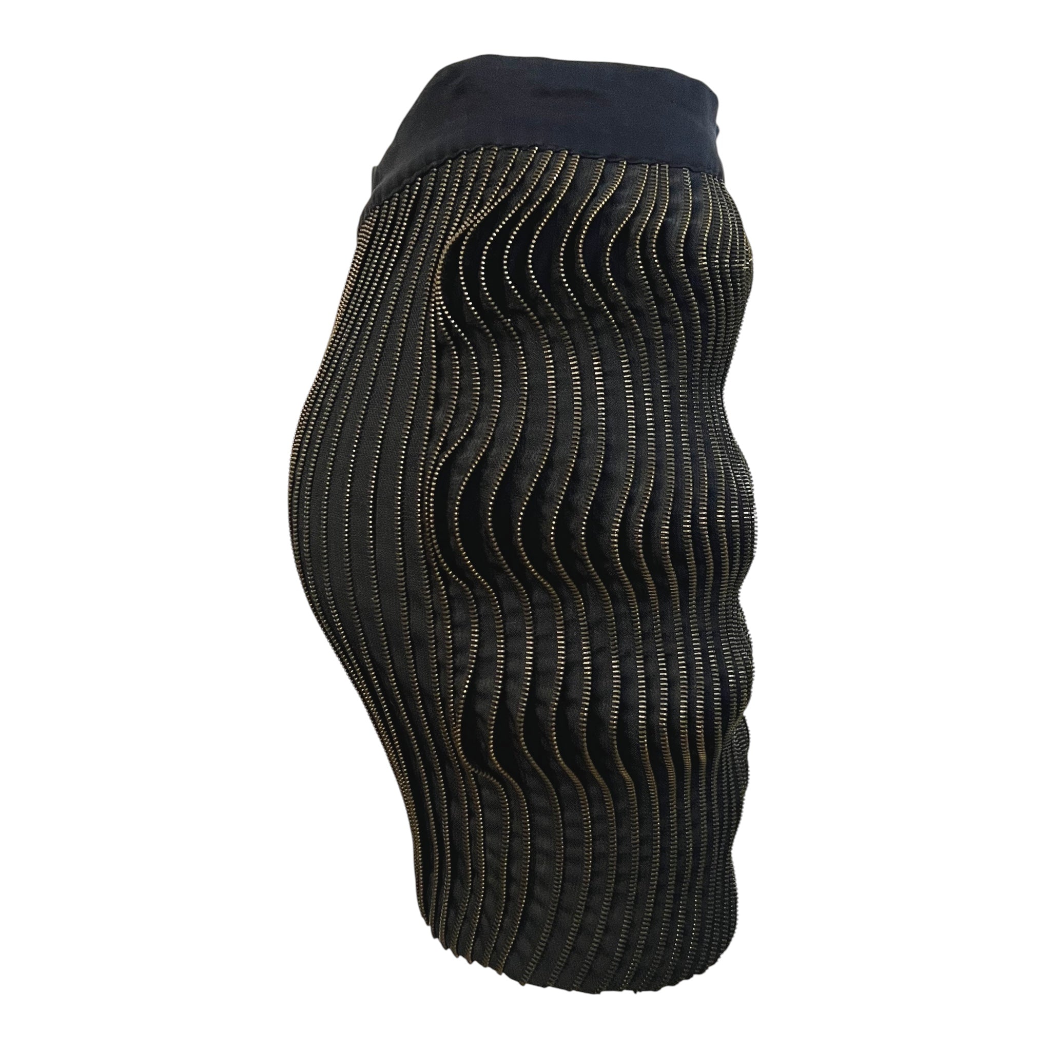 Moschino 1990's Charcoal Zipper Mini Skirt, side