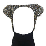  Elie Saab Black Silk Gown with Gold and Silver Embellished Capped Sleeves, back detail