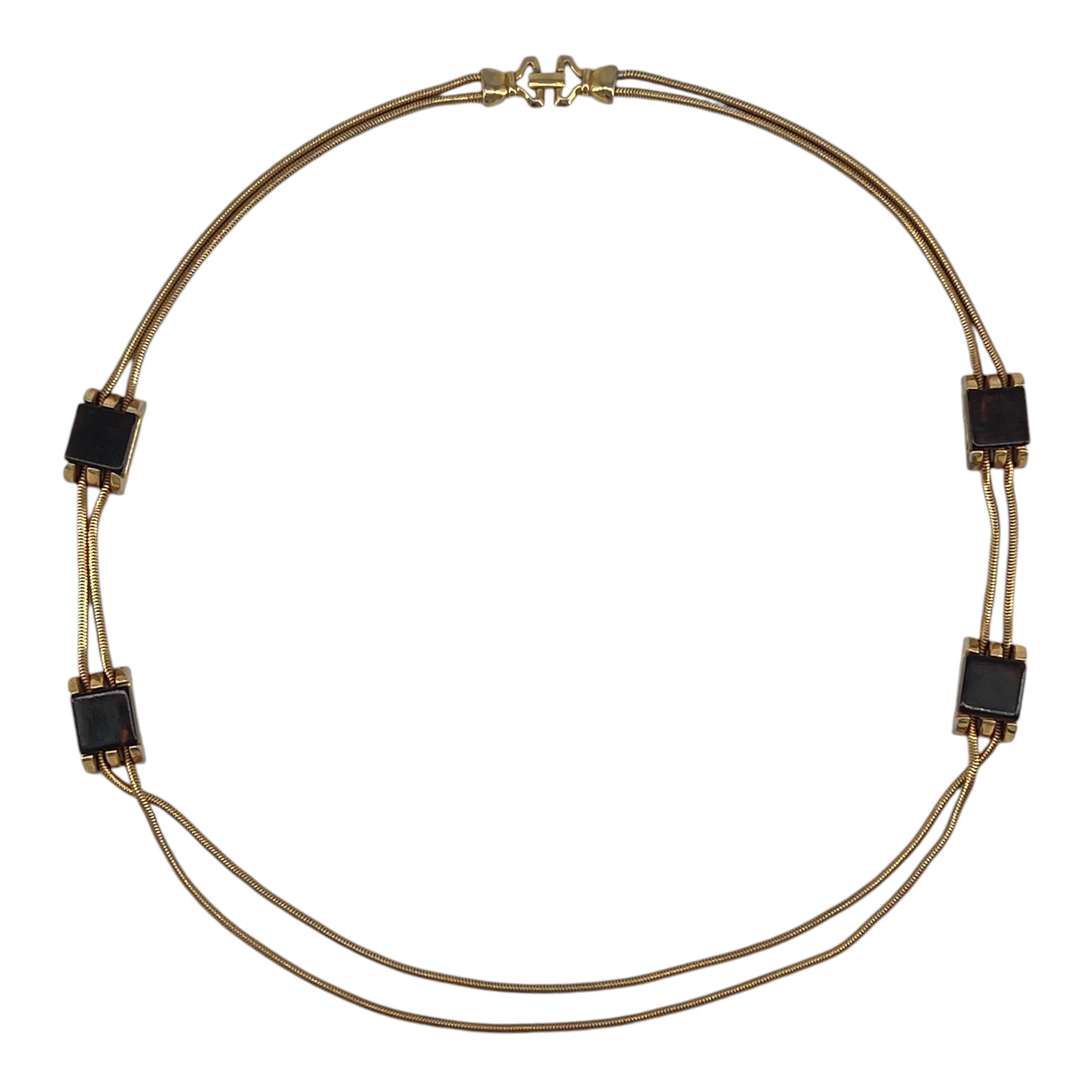 Pierre Cardin Early 1980's Deco Amber Resin and Gold Tone Chain Belt