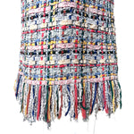 Chanel S/S 2015 Multicolored Boucle Tweed Fringed Hem Dress, hem