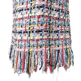 Chanel S/S 2015 Multicolored Boucle Tweed Fringed Hem Dress, hem