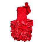 Christian Dior A/W 1985 Red Silk Taffeta Flounce Dress