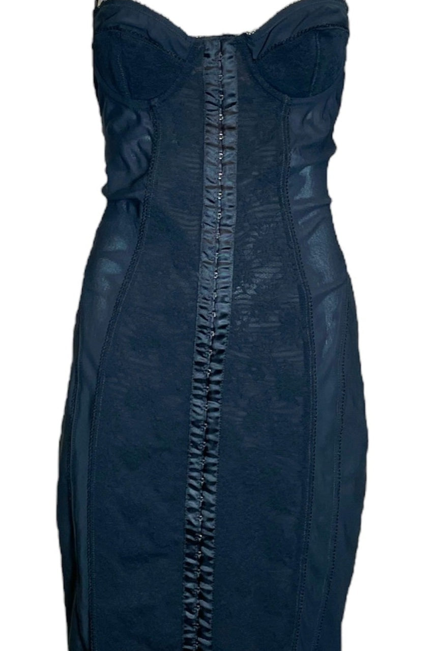 Dolce & Gabbana Y2K Black Mesh Lingerie Dress with Built In Bra