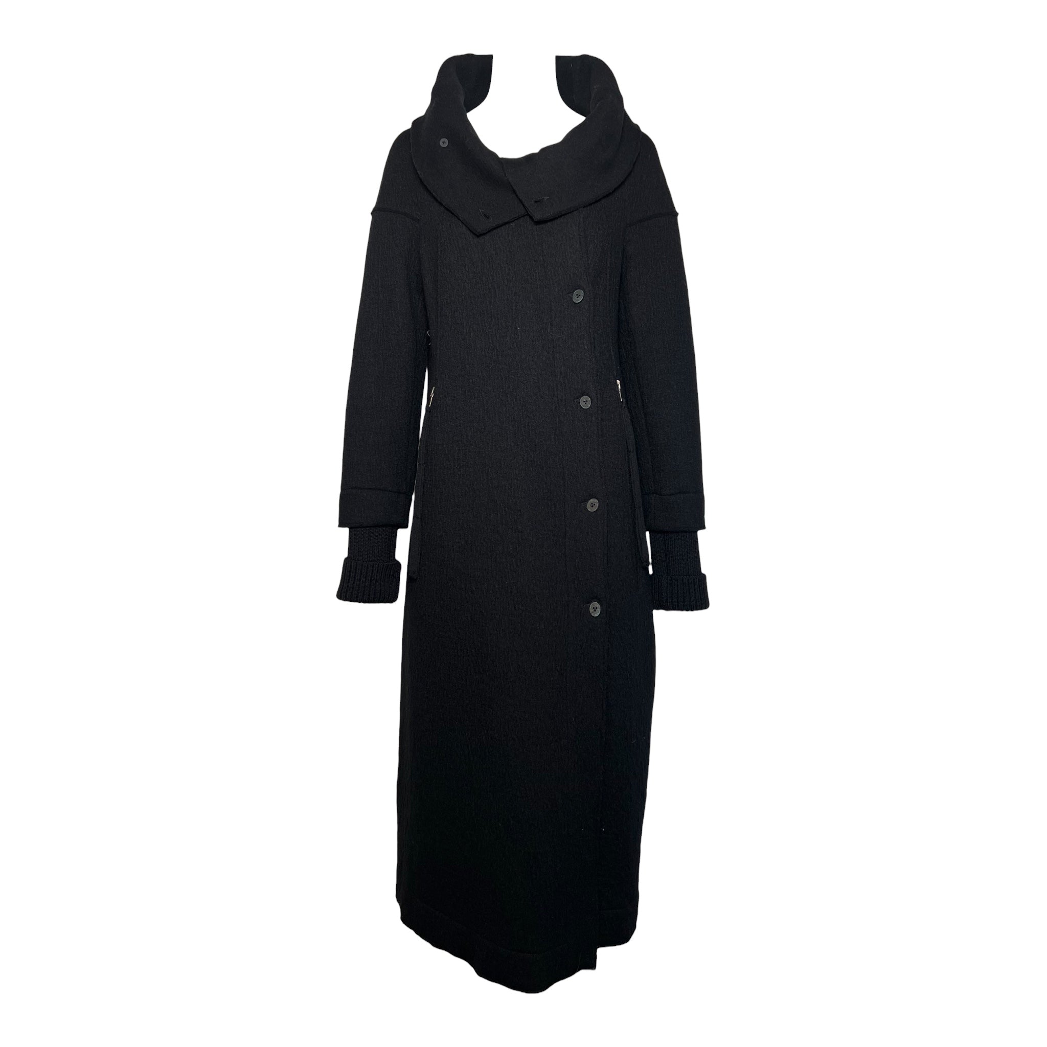 Transit Charcoal Wool Coat With Knit Sweater Sleeves