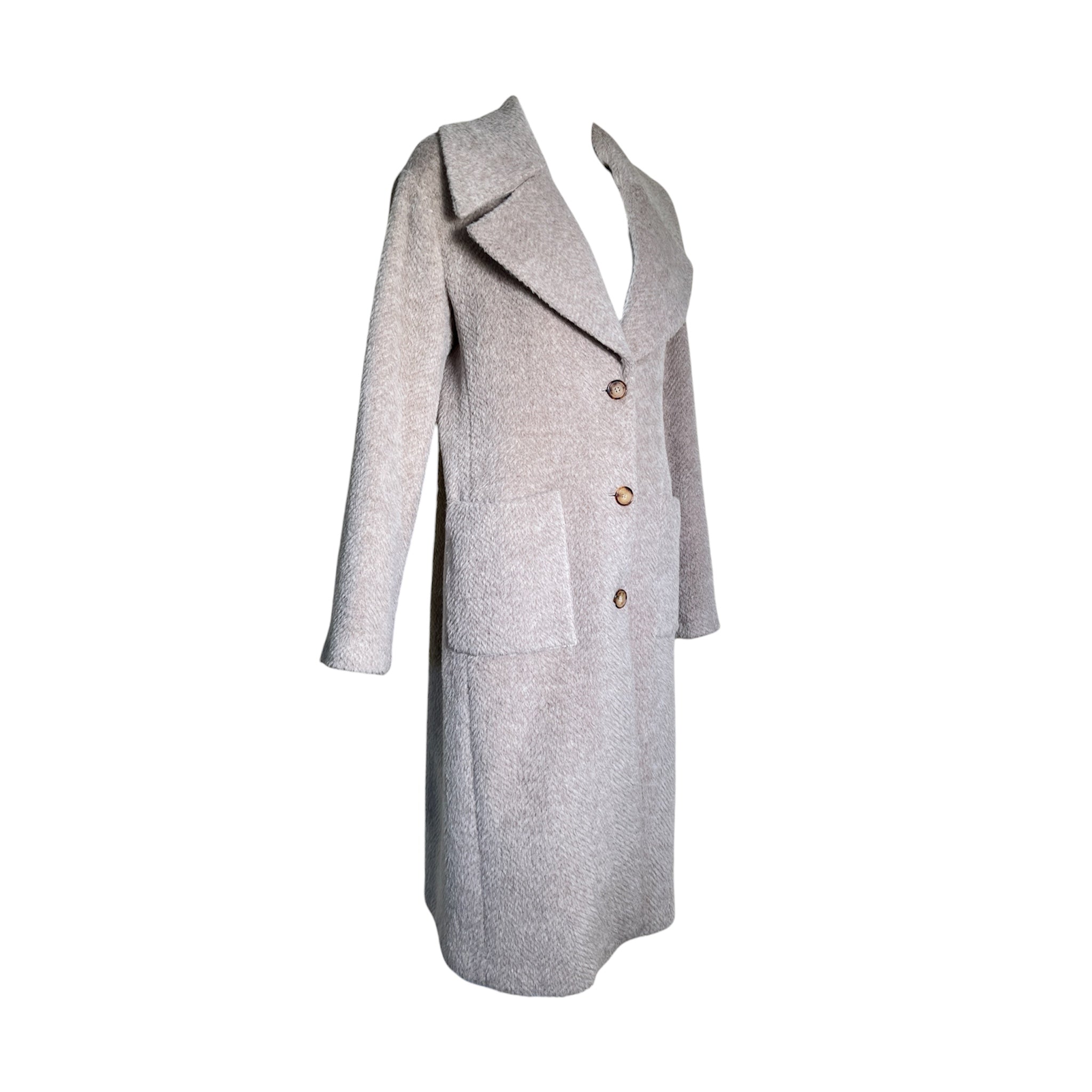 Missoni 2025 Herringbone Beige Alpaca Blend Coat, slight side