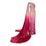 Tony Ward 2025 Blush to Rose Ombre Sequin Gown with stole, slight side