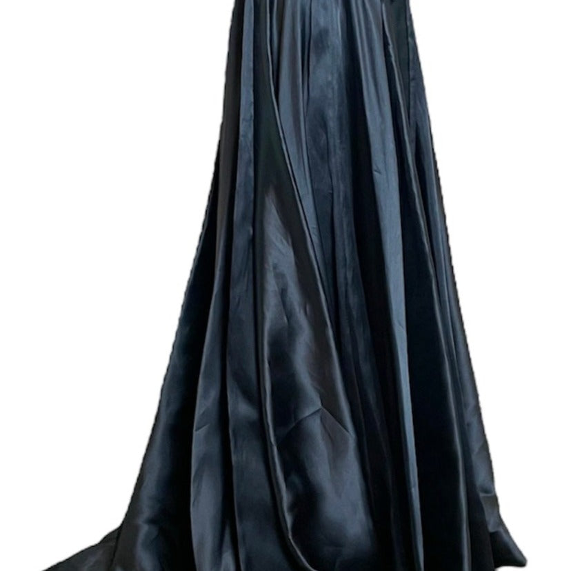  Lorena Sarbu Black Satin  Gown with Heavily Beaded Bodice SIDE 2 of 5