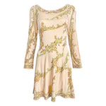 Emilio Pucci 1970's Pale Peach Pastel Printed Silk Jersey Mini Dress