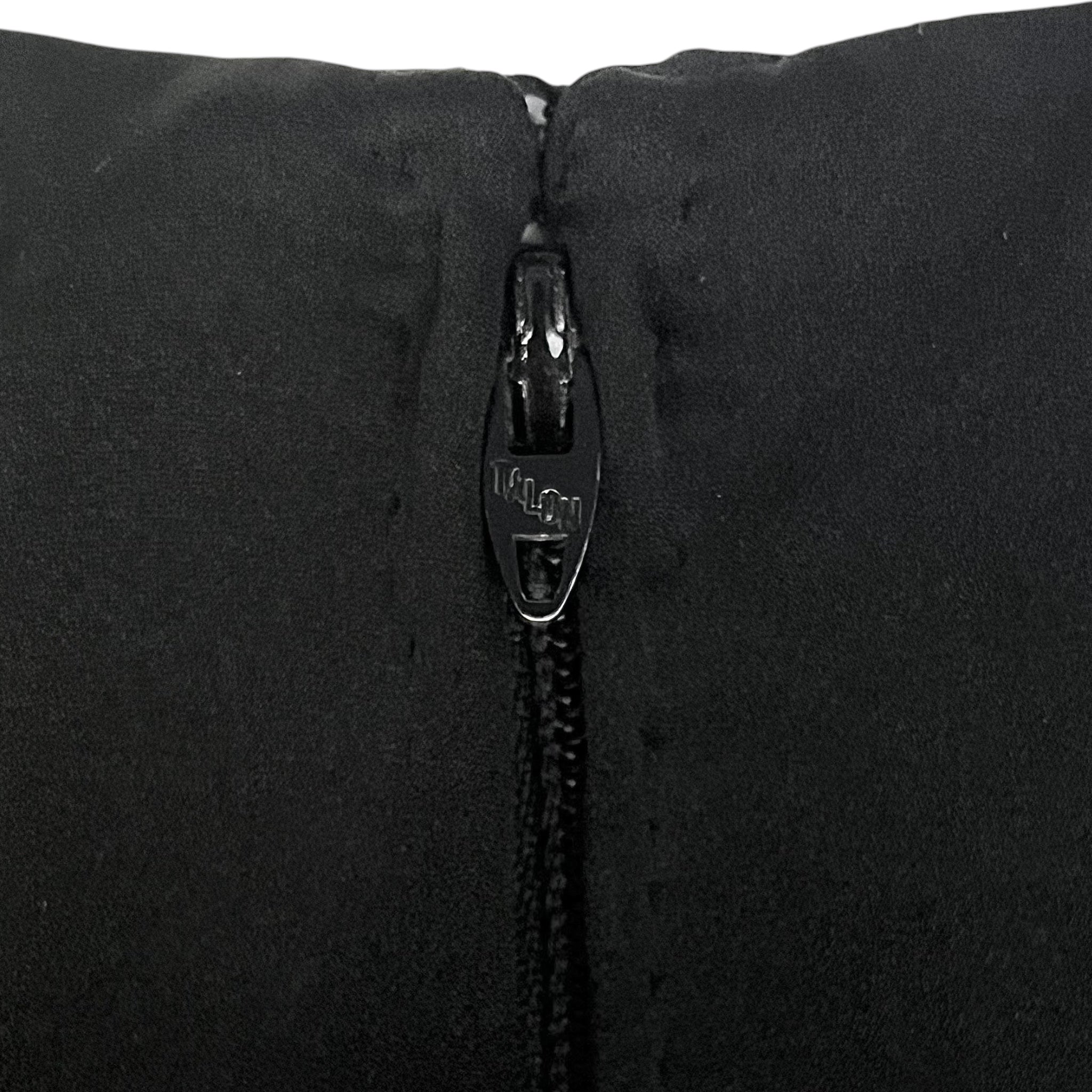Galanos 1970's Black Satin Silk Ruffle Triple Tier Long Sleeve Column Gown, zipper