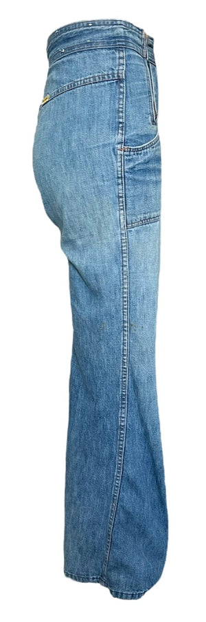 1970s Big Yank Double Zipper Well Faded Bell Bottom Jeans SIDE 2 of 5