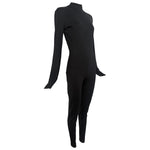 Thierry Mugler ACT IV 1990's Black Full Body Mock Neck Cat Suit, slight side