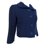Christian Dior Spring 1963 Navy Blue Boucle Wool Skirt Suit, jacket slight side