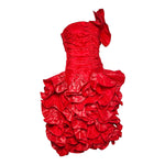 Christian Dior A/W 1985 Red Silk Taffeta Flounce Dress, slight side