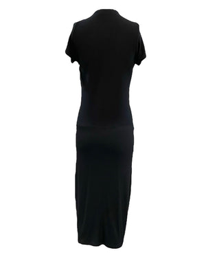 Donna Karan 90s Sexy Black Jersey Plunging Neckline Dress, back