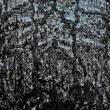 1920's Black Sequin Evening Dress with Rhinestone Belt and Beaded Fringe