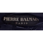 Pierre Balmain Haute Couture Early 1960's Navy Blue Wool Pleated Day Dress, label