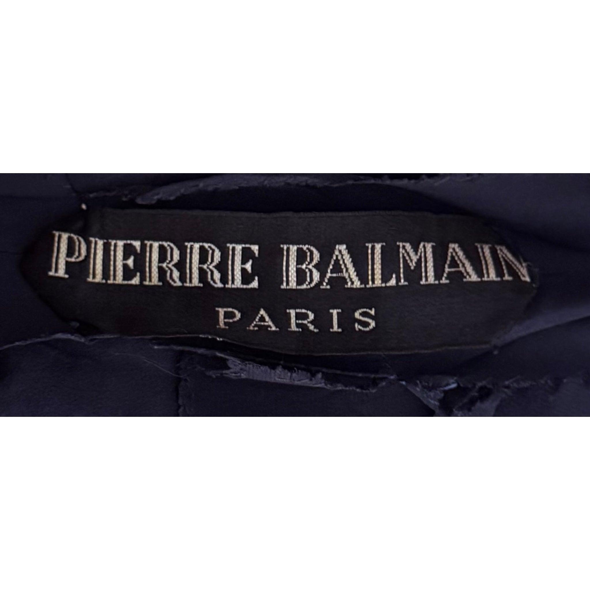 Pierre Balmain Haute Couture Early 1960's Navy Blue Wool Pleated Day Dress, label