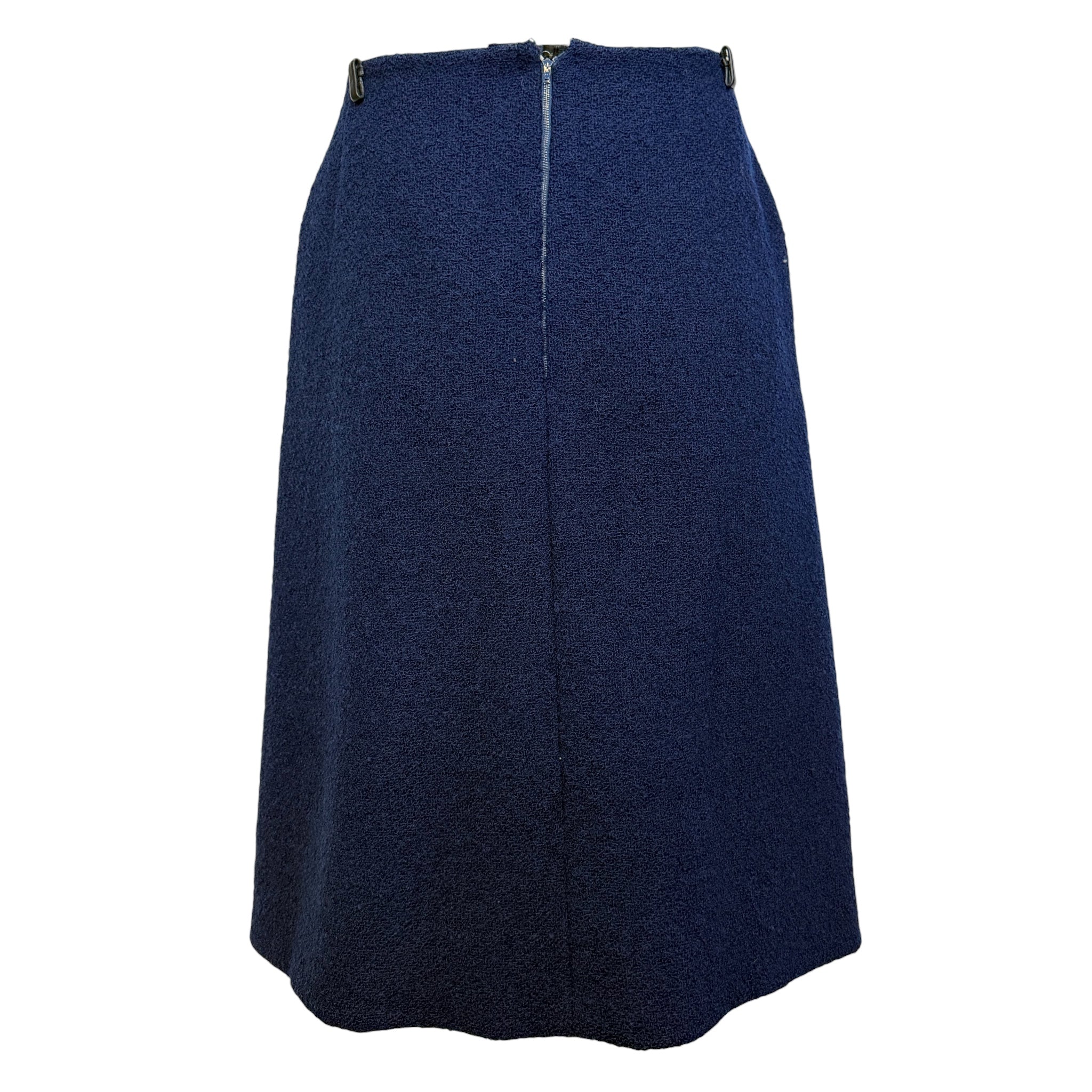 Christian Dior Spring 1963 Navy Blue Boucle Wool Skirt Suit, skirt back