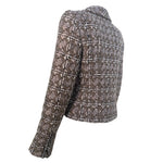 Chanel S/S 2003 Beige Boucle Classic Tweed Cropped Zip-Front Jacket, slight side back