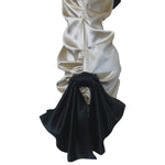 Dolce and Gabbana Y2K Cream and Black Silk Satin One-Shoulder Mini Dress, side detail