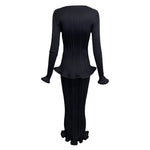 Y2K Issey Miyake Black Trumpet Hem Pleats Please Skirt Set, back