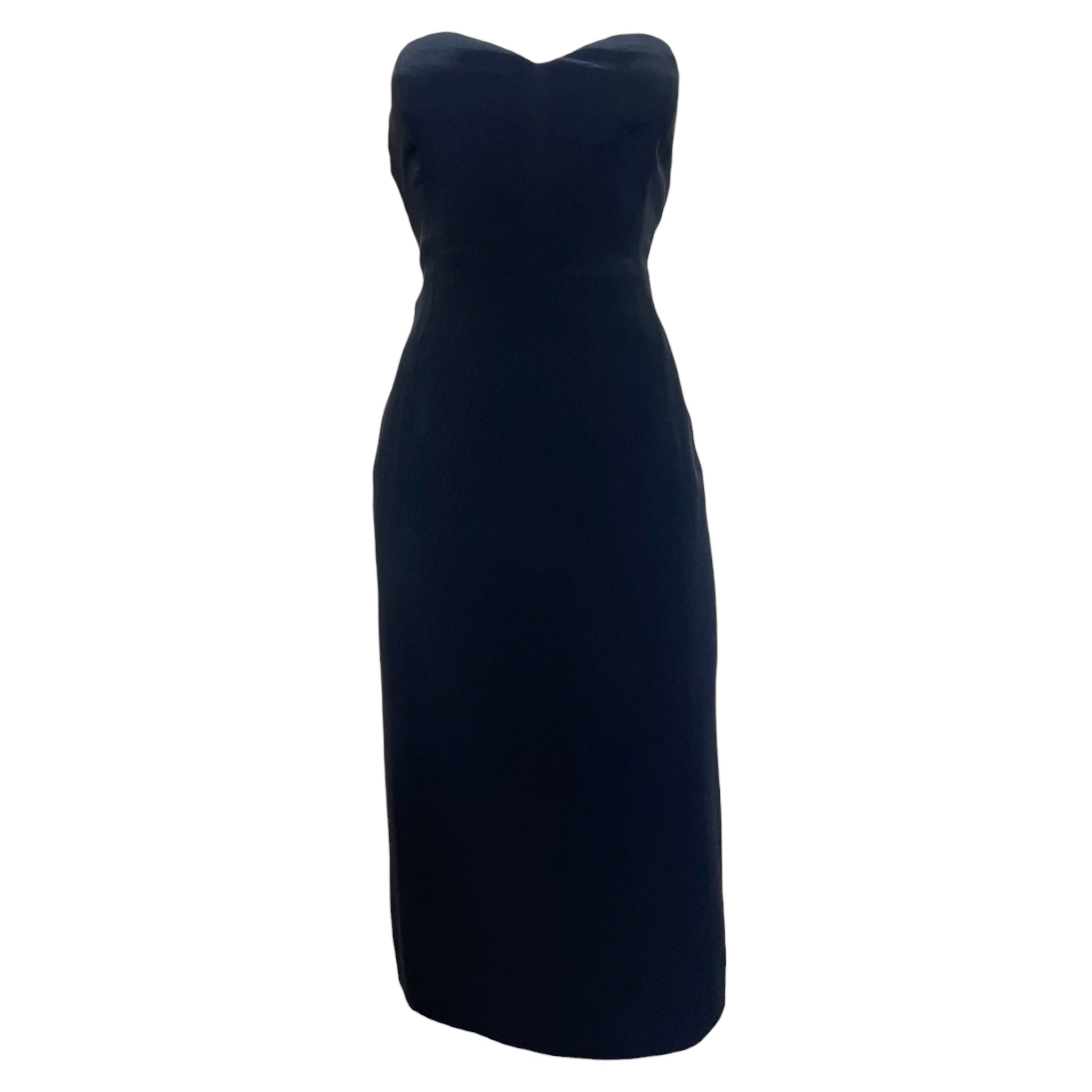 Scherrer Black Strapless Silk Crepe Cocktail Dress