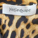 Yves Saint Laurent by Tom Ford S/S 2002 Silk Jaguar Print Long Sleeve Blouse, label