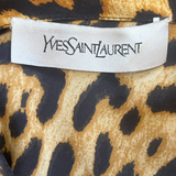 Yves Saint Laurent by Tom Ford S/S 2002 Silk Jaguar Print Long Sleeve Blouse, label