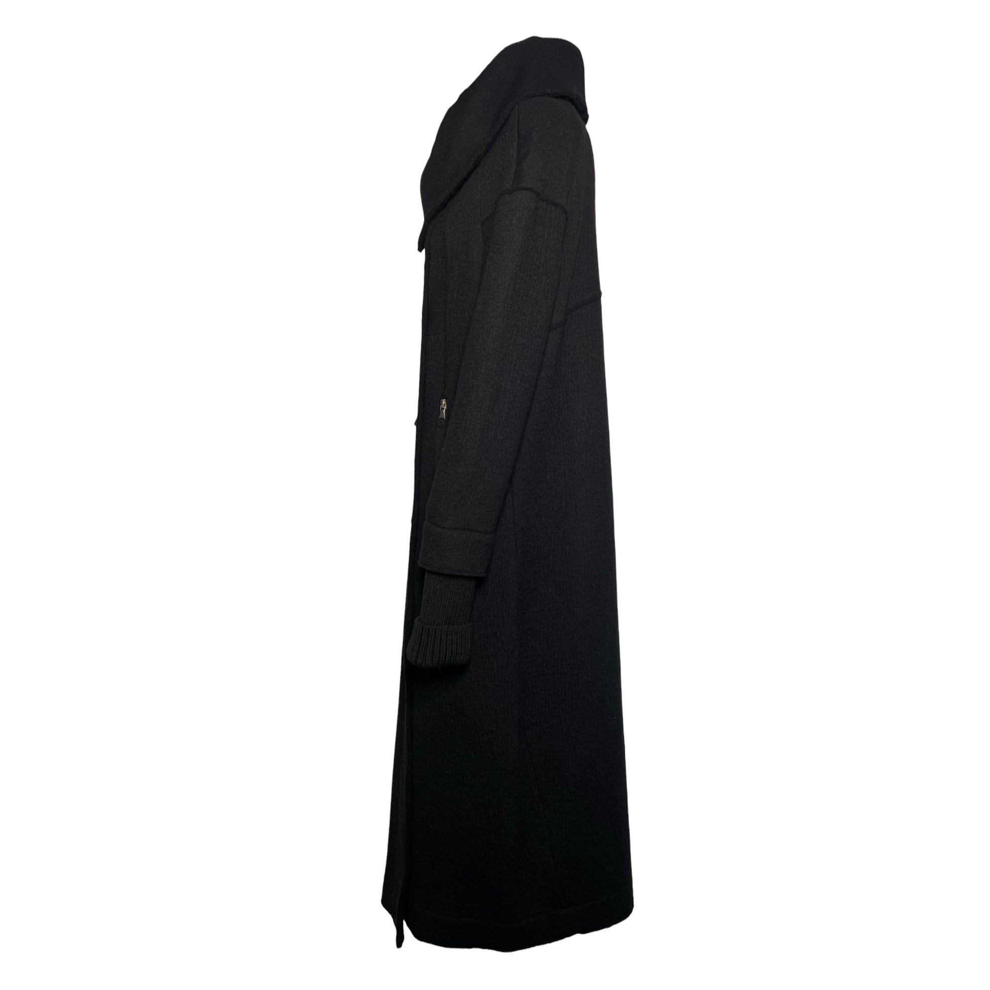 Transit Charcoal Wool Coat With Knit Sweater Sleeves, side 2