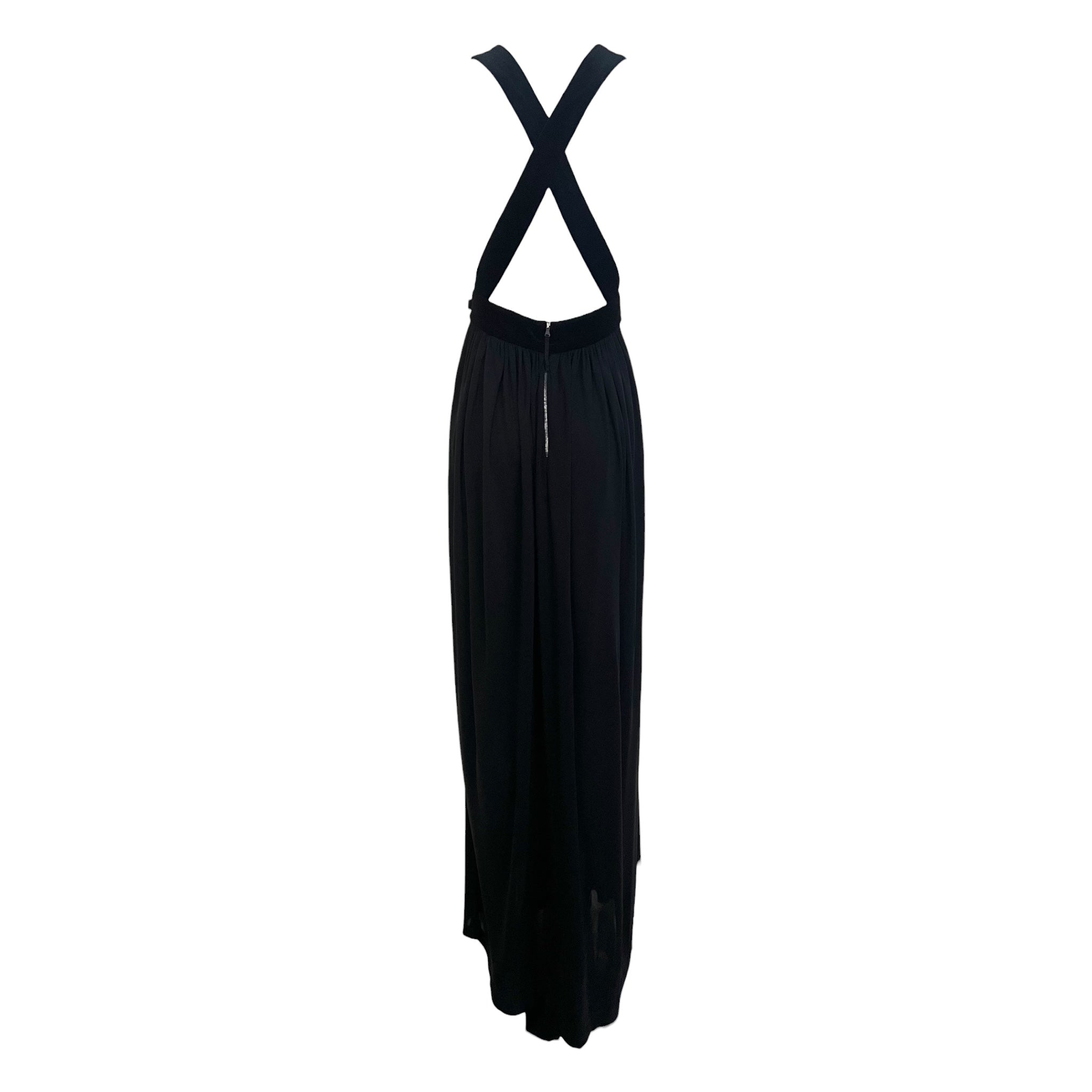 Dolce & Gabbana 2000's Black Jersey Halter Gown with Beaded Belt, back