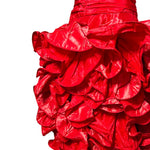 Christian Dior A/W 1985 Red Silk Taffeta Flounce Dress, flounce detail