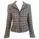 Chanel S/S 2003 Beige Boucle Classic Tweed Cropped Zip-Front Jacket