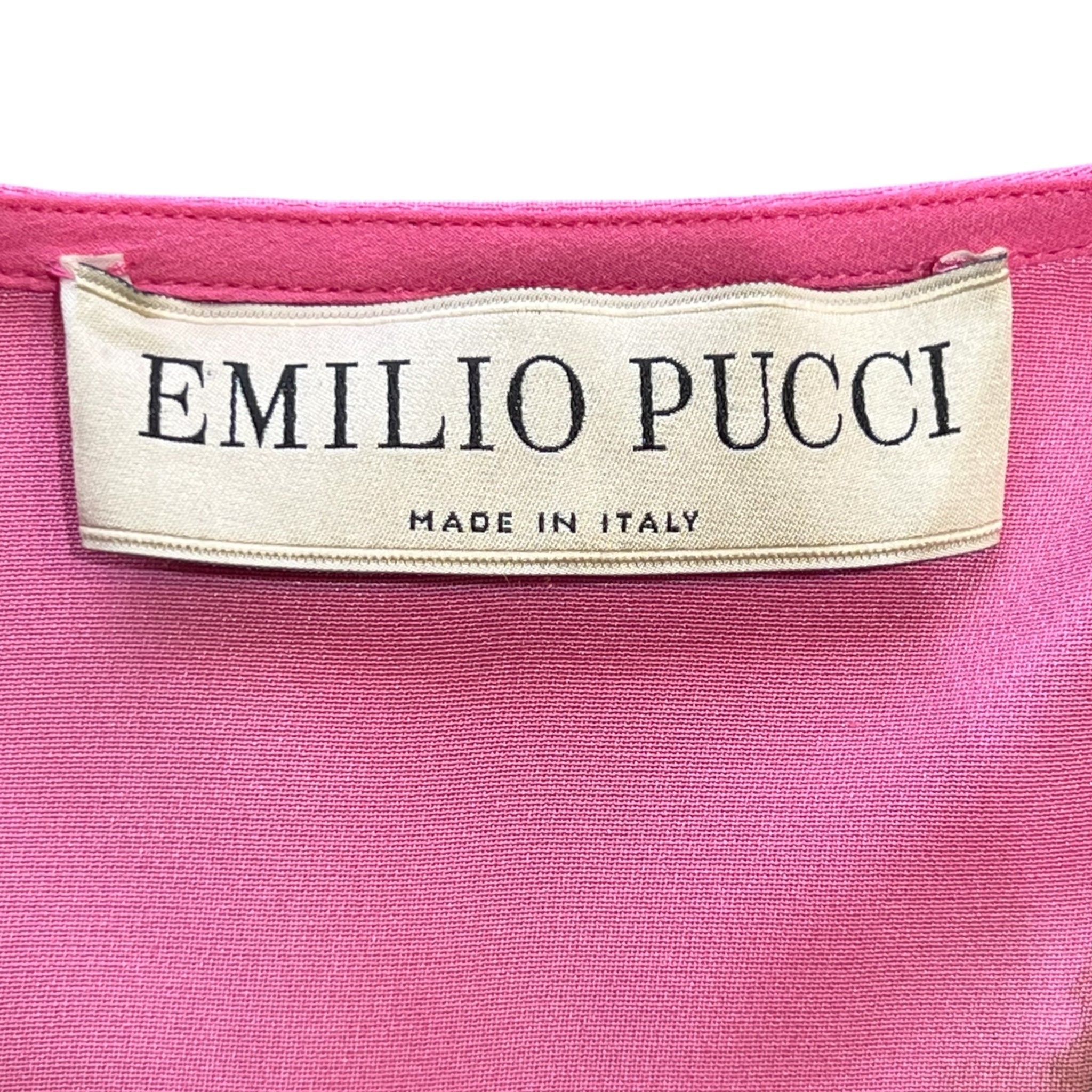 Emilio Pucci Pink Silk Jersey and Black Lace Caftan, label
