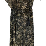 30s Black and Gold Floral Lamé Gown with Flounced Sleeves BACK 3 of 4