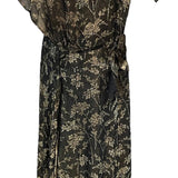 30s Black and Gold Floral Lamé Gown with Flounced Sleeves BACK 3 of 4