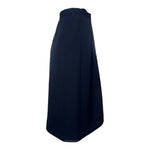 Saint Laurent 1970's Black Wool Gabardine and Faille Skirt Suit, skirt side