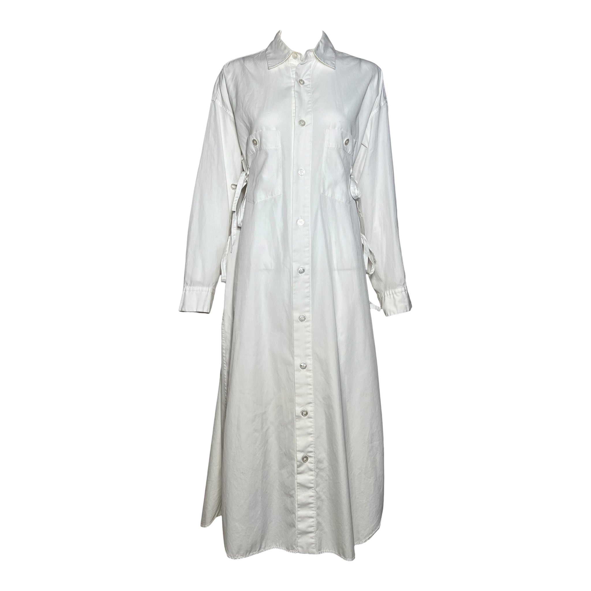 Issey Miyake 1990s Archival White Shirt Tie Dress